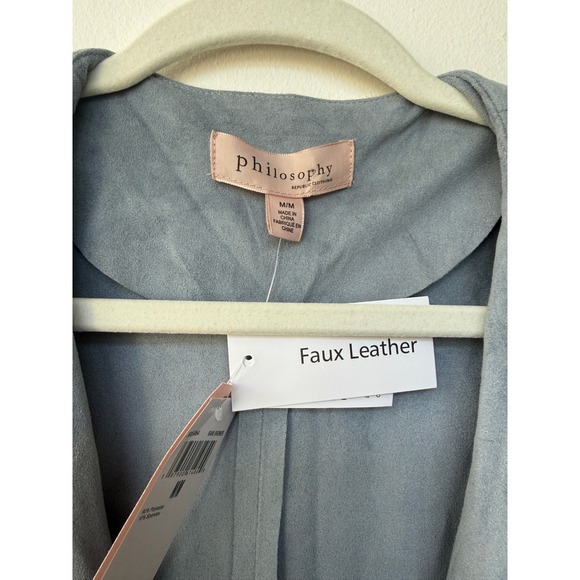 Philosophy Republic Clothing Rain Shower Blue Faux Suede Zip Jacket NWT Med - Picture 4 of 6